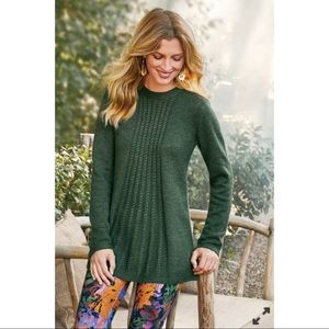 Soft Surroundings Green Crew Neck Sweater